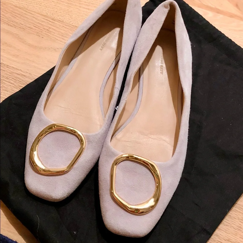 SOMETHING NAVY | S/N | 6.5 | Lavender | Purple | Flats | Gold Buckle | Suede - Picture 2 of 5